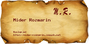 Mider Rozmarin névjegykártya